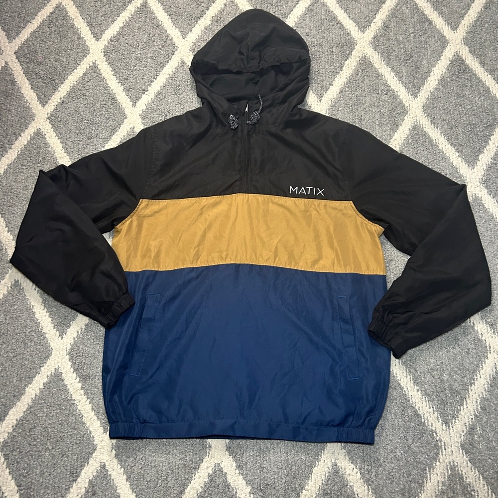 Matix Mens black/brown/navy jacket windbreaker size L